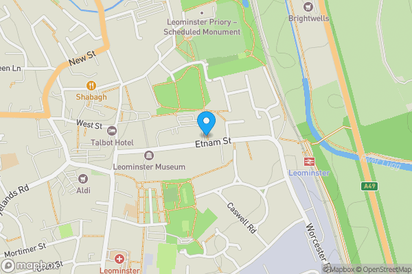 Map location for Flat 3, 73 Etnam Street, Leominster, Herefordshire HR6 8AE