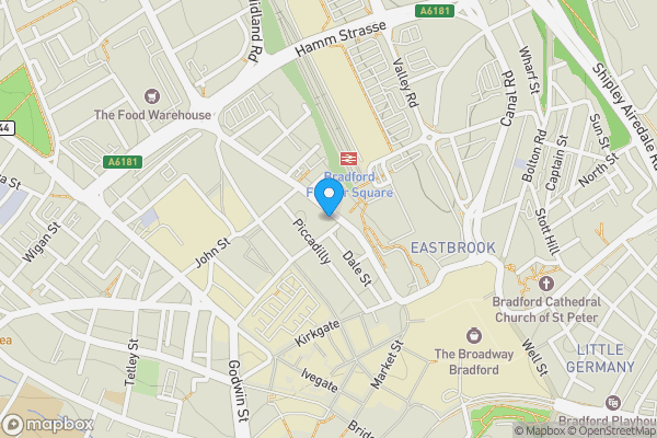 Map location for Flat 43 Netherwood Chambers, 1A Manor Row, Bradford, West Yorkshire, BD1 4PB