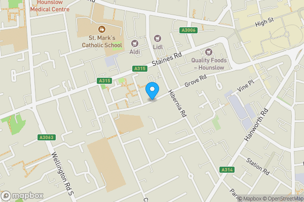 Map location for Grove Road, HOUNSLOW, TW3 3PZ