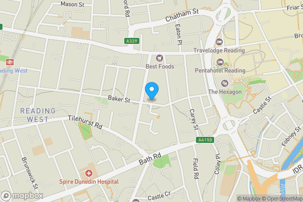 Map location for Flat 1, 28 Baker Street, Reading, Berkshire, RG1 7XX