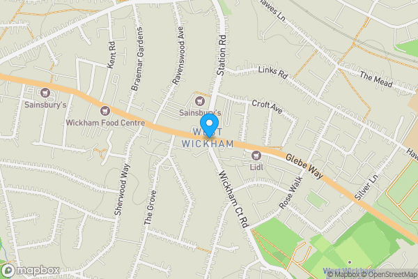 Map location for Flats 2, 4, 5, 6, & 7 and The Cottage, Tudor Court, Hawes Lane, West Wickham, Kent, BR4 9AX