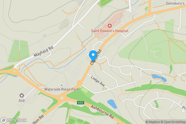 Map location for Land to the South of, Clifton Road, ASHBOURNE, Derbyshire, DE6 1DT