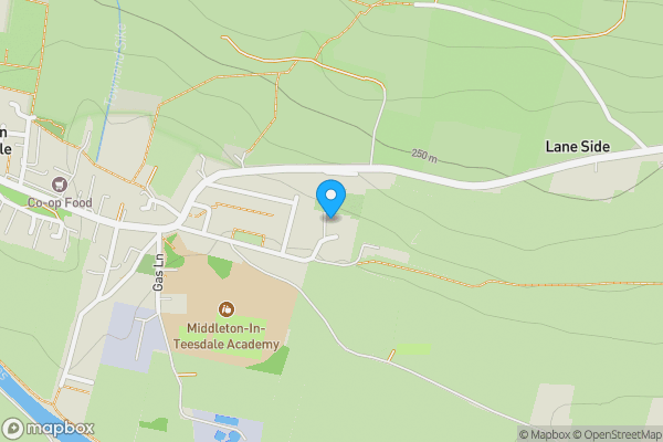 Map location for Land to the rear of 7 Meadow Close, Middleton-In-Teesdale DL12 0TW