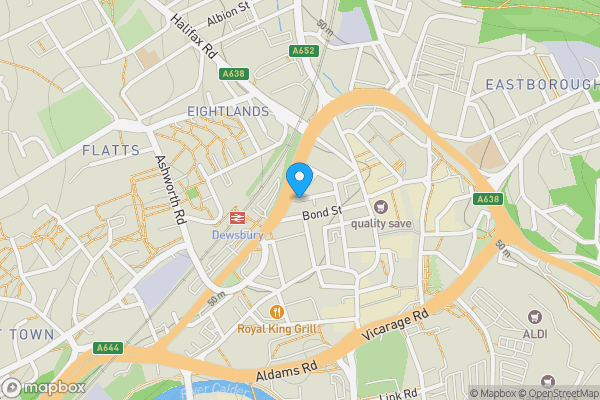 Map location for Flat 7, 19 Croft Street, Dewsbury, West Yorkshire, WF13 1AR