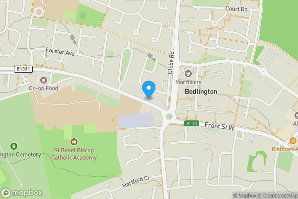 Map location for The Wharton Arms, Ridge Terrace, Bedlington NE22 6DA