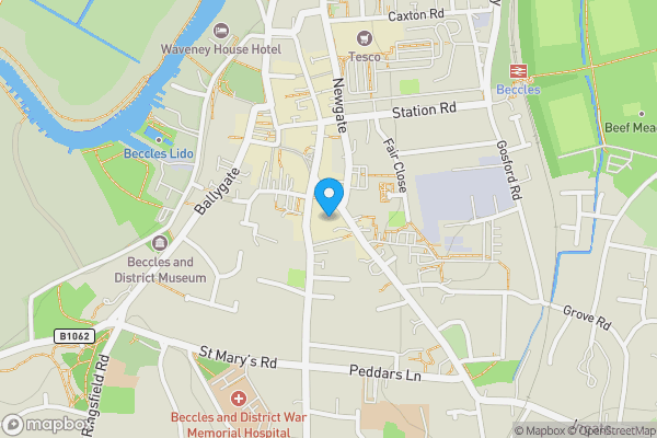 Map location for 20 Blyburgate, Beccles, Suffolk NR34 9TB