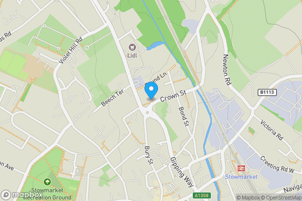 Map location for 58, Crown Street, STOWMARKET, Suffolk, IP14 1HY