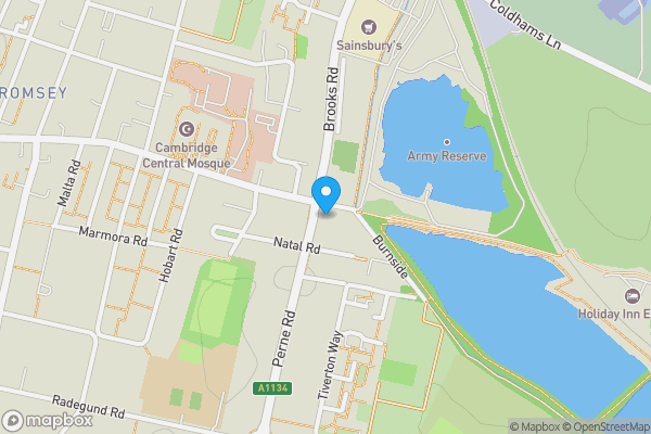 Map location for 43 Brookfields, Cambridge, Cambridgeshire, CB1 3NZ
