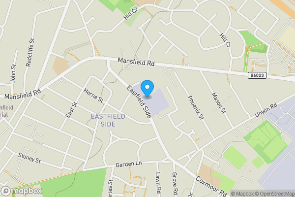 Map location for Land and buildings to the north east side of Eastfield Side, Sutton in Ashfield NG17 4JR