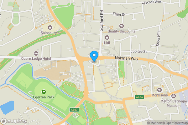 Map location for 8a, 10 and 12 Park Road, Melton Mowbray LE13 1TT