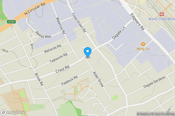 Map location for 8 Crest Road, Brent, London NW2 7LU