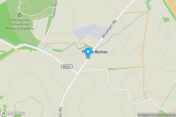 Map location for Land Fronting, Wrexham Road, Pentrebychan, Wrexham, LL14 4DT
