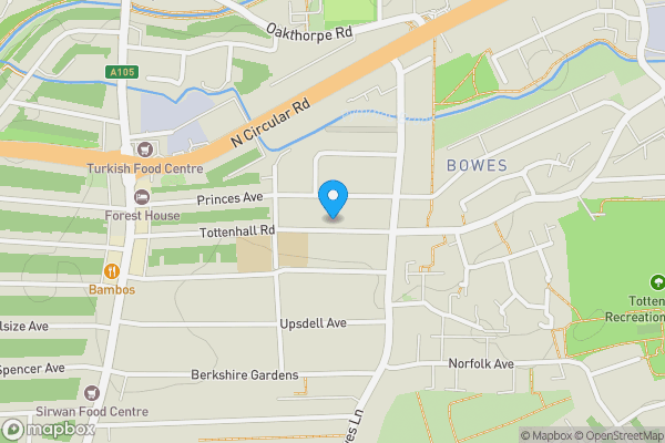 Map location for Flat A & Flat B, 109 Tottenhall Road, Palmers Green, London N13 6JA