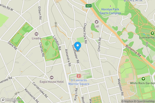 Map location for 43 Southwater Road, St Leonards on Sea, TN37 6JR