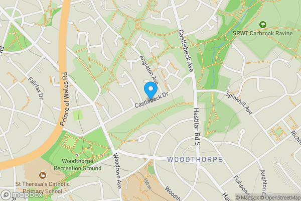 Map location for Castlebeck Drive, SHEFFIELD, South Yorkshire, S2 1NP