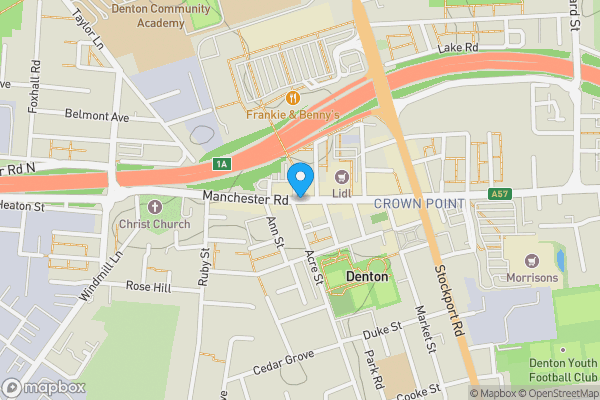 Map location for Manchester Road, Denton, Manchester, M34