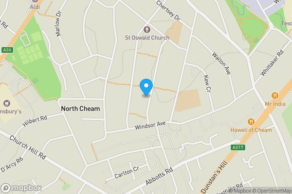 Map location for 86 St. Margarets Avenue, Cheam, Sutton, SM3 9TT