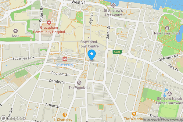 Map location for 12 Windmill Street, Gravesend, Kent, DA12 1AD