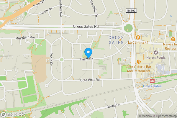 Map location for Former Crossgates Library, Farm Road, Leeds, West Yorkshire, LS15 7LB