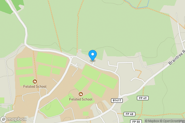 Map location for Felsted Water Tower, Garnetts Lane, Felsted, Dunmow, Essex, CM6 3EJ