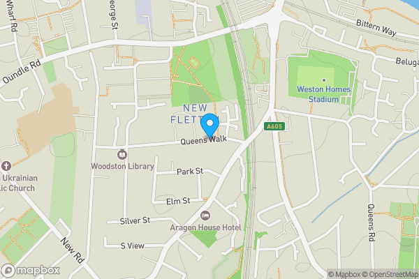 Map location for Queens Walk, Peterborough, Cambridgeshire, PE2 9AW