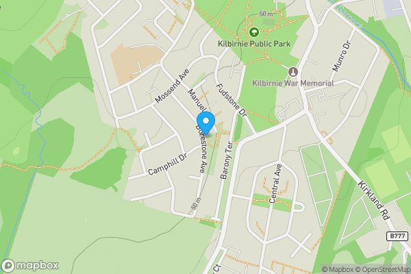 Map location for 39, Borestone Avenue, Kilbirnie, Ayrshire, KA25 6EG