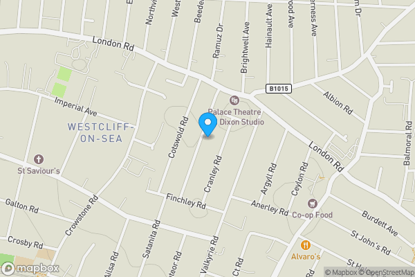 Map location for 36B Elderton Road, Westcliff-on-Sea, Essex, SS0 8AQ