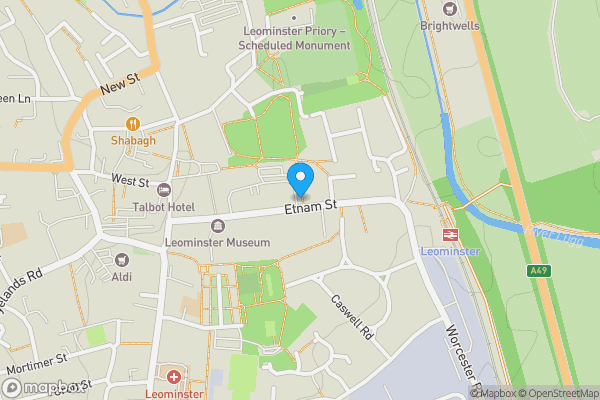 Map location for Land to the Rear of 73 Etnam Street, Leominster, Herefordshire, HR6 8AE