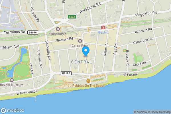 Map location for 62/62a Devonshire Road, Bexhill-on-Sea, East Sussex TN40 1AX