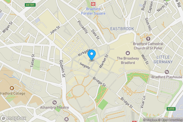Map location for The Wool Exchange Market Street Bradford West Yorkshire BD1 1RE