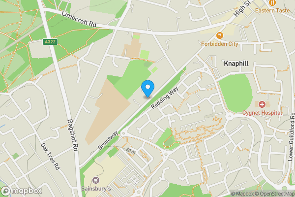 Map location for Land Opposite 94-136 Broadway, Knaphill, Woking, GU21 2DR