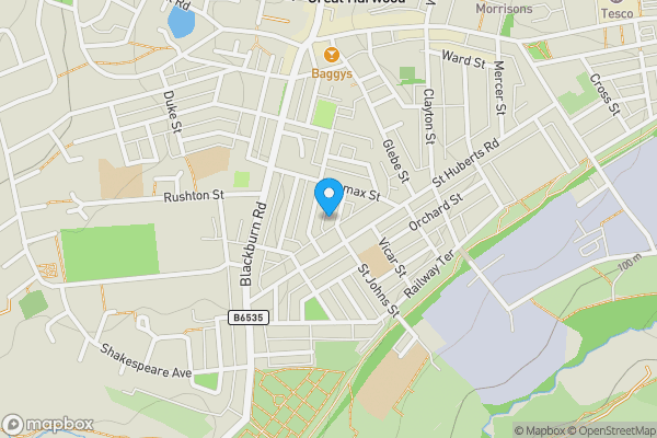 Map location for 18 Noble Street, Great Harwood, Blackburn, Lancashire, BB6 7DT