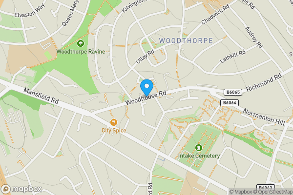 Map location for Woodhouse Road, South Yorkshire, S12