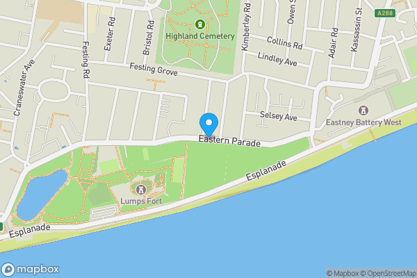 Map location for eastern parade, southsea