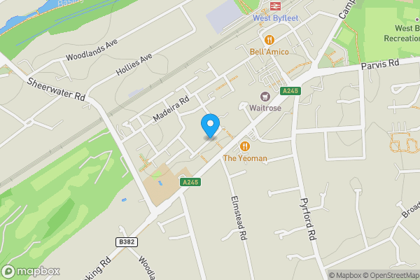 Map location for Brantwood Gardens, West Byfleet, Surrey, KT14 6BZ