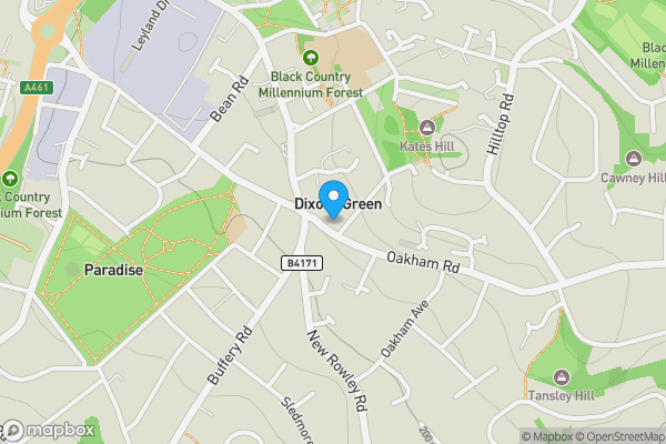 Map location for 3A Oakham Road, Dudley, DY2 7TA