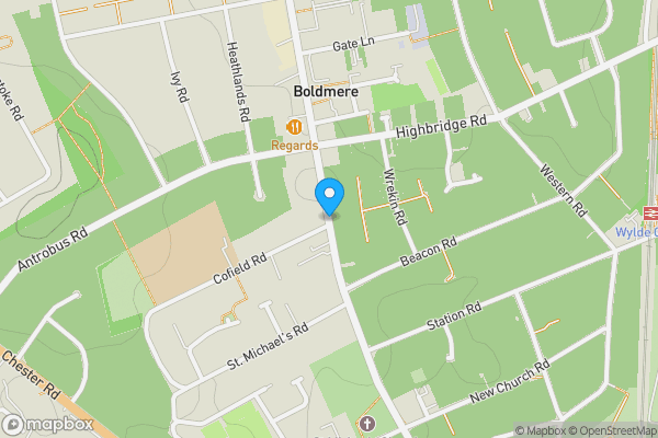 Map location for Boldmere Road, SUTTON COLDFIELD, West Midlands, B73 5UL