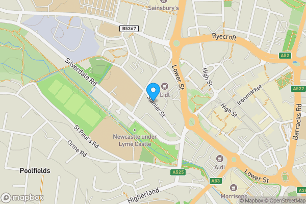 Map location for Stanier Street, Newcastle, Staffordshire, ST5 2SY