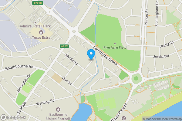 Map location for Land @ Martello Road, Eastbourne, East Sussex, BN22 7SS