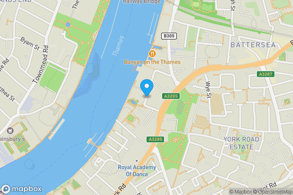 Map location for Orbis Wharf, Bridges Court Road, London, SW11