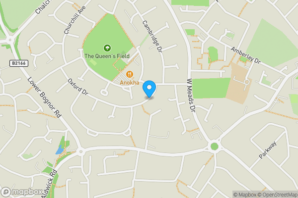 Map location for Oxford Drive, Bognor Regis, West Sussex, PO21 5QT