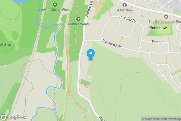 Map location for Land And Buildings, 105 Hague Lane, Renishaw, Sheffield, Derbyshire, S21 3UR