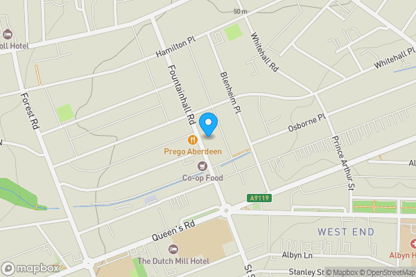 Map location for 34 Fountainhall Road, Aberdeen, AB15 4DT