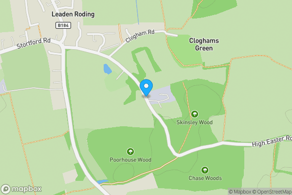 Map location for Pagets Wood, High Easter Road, Leaden Roding, Dunmow, Essex, CM6 1QQ
