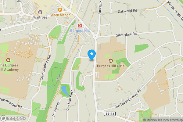 Map location for Land Adjacent to 1 Oak Hall Park, Burgess Hill, West Sussex, RH15 0DH