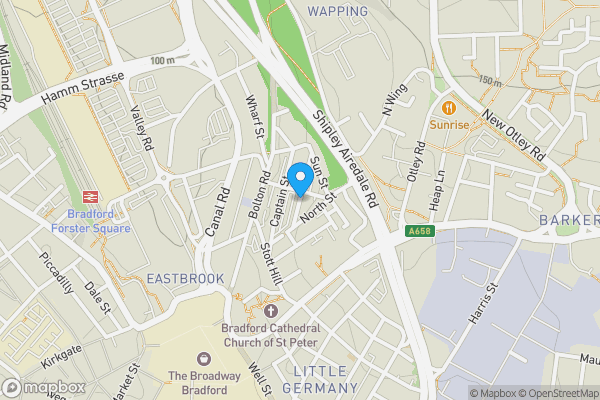 Map location for Car Park South Of Pine Street, Bradford, West Yorkshire, BD1 4EY