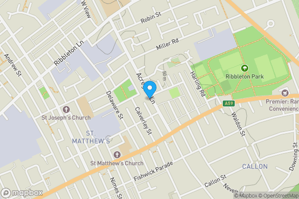 Map location for 47 Acregate Lane, Preston, Lancashire, PR1 5QN