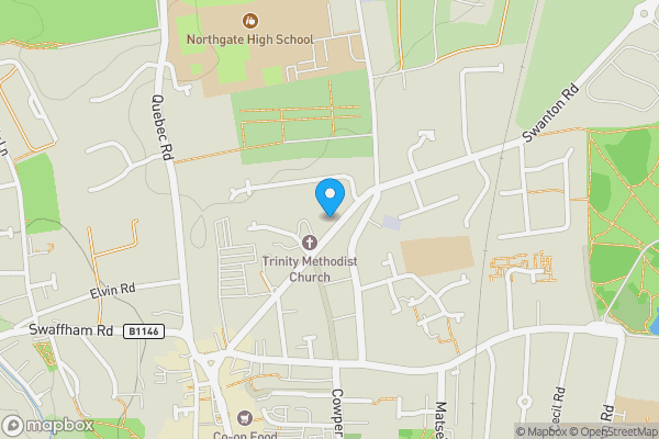Map location for 59 Theatre Street, Dereham, Norfolk, NR19 2ER