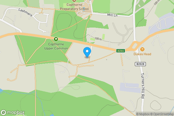 Map location for Land at and to the rear of Heath View Cottages, 3 Copthorne Common, Copthorne, Crawley, West Sussex, RH10 3LF