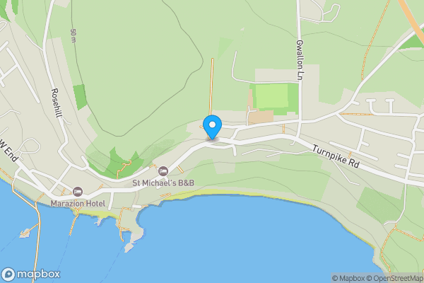 Map location for Turnpike Hill, Marazion, TR17 0AY